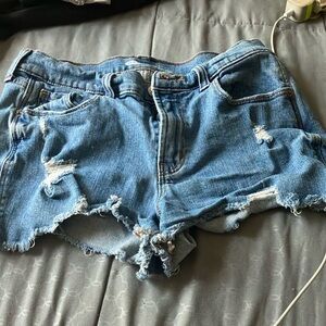 Distressed Blue Denim Shorts